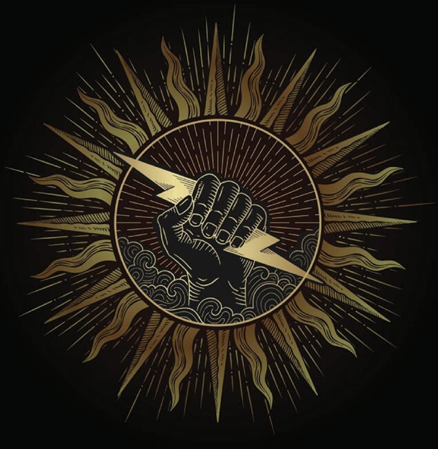 Hand holding a lightning bolt